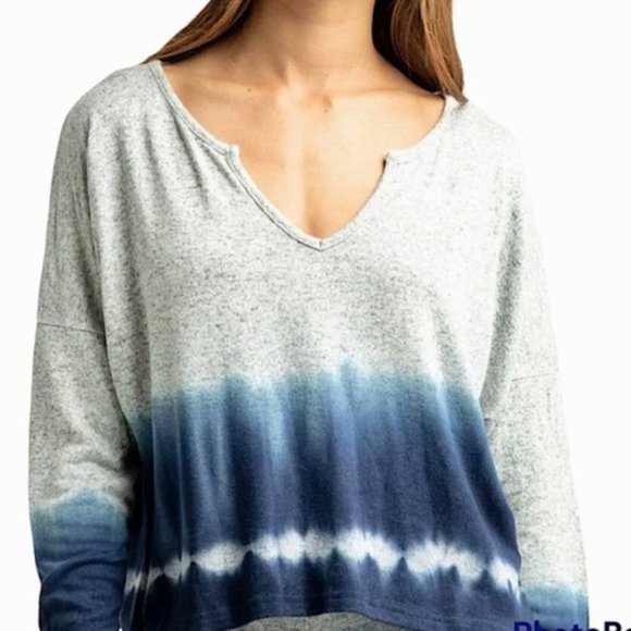 ROXY Super Soft Staying True Crew Dip Dye Long Sleeve PJ TOP Only - Picture 2 of 12